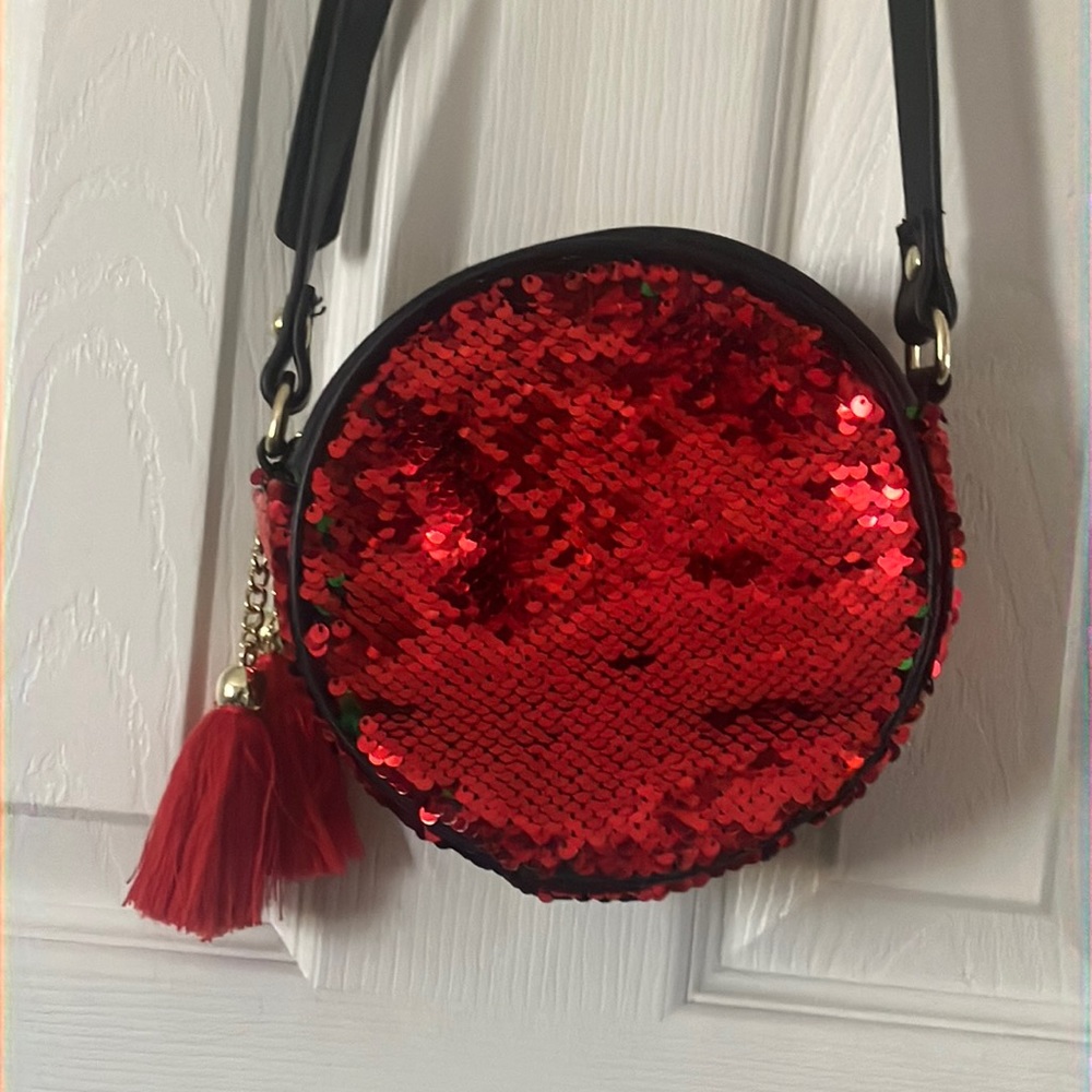 Sparkly Red & Green Accessory Bag made by Mad Love